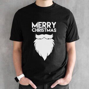 Merry Christmas Santas Beard Quote Funny Graphic T-Shirt Holiday Gift Tee 05